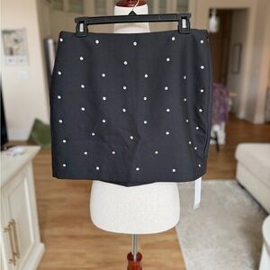 NWT Endless Rose Black Mini Skirt with Pearl Studs